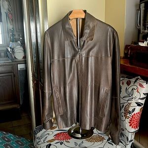 Mens Leather/Suede Brown Reversible Jacket